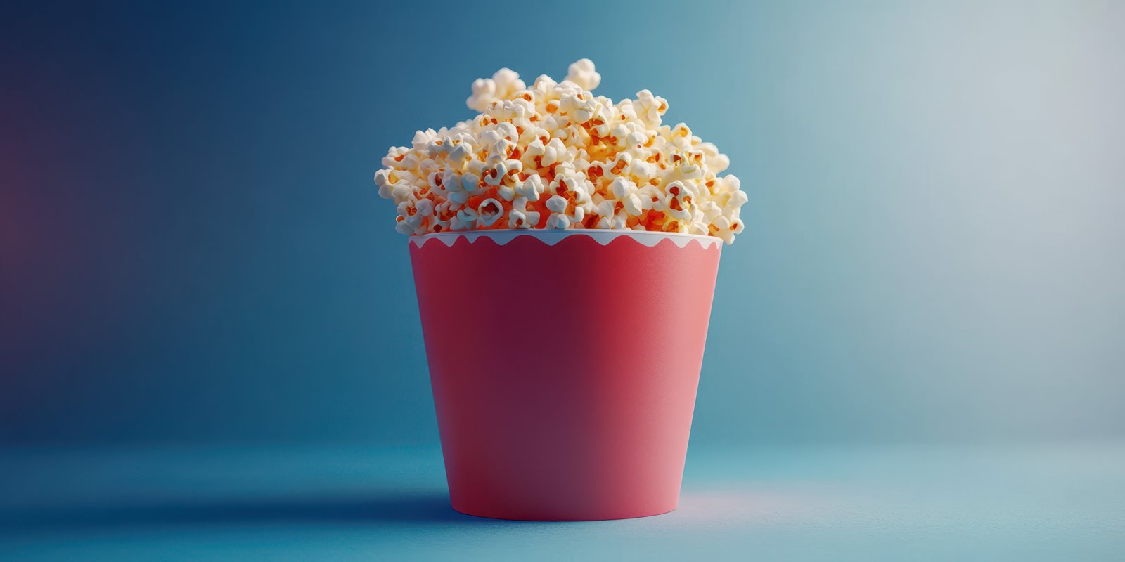 Popcorn served in a vibrant red container perfect for movie night or snack time with friends